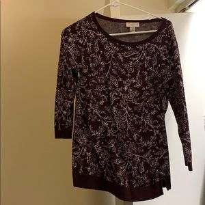 Burgundy and white pattern sweater